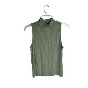 American Eagle Green Mock Neck Soft Sexy Rib Lightweight Tank Top Size S